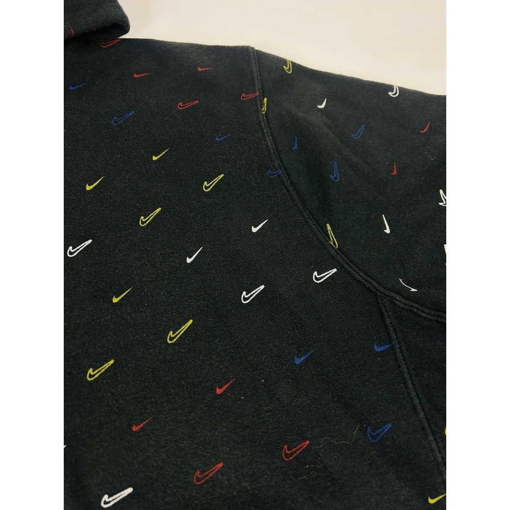 Nike Sportswear Club Fleece Allover Printed Swoosh Hoodie Mens Medium Black - Picture 4 of 16